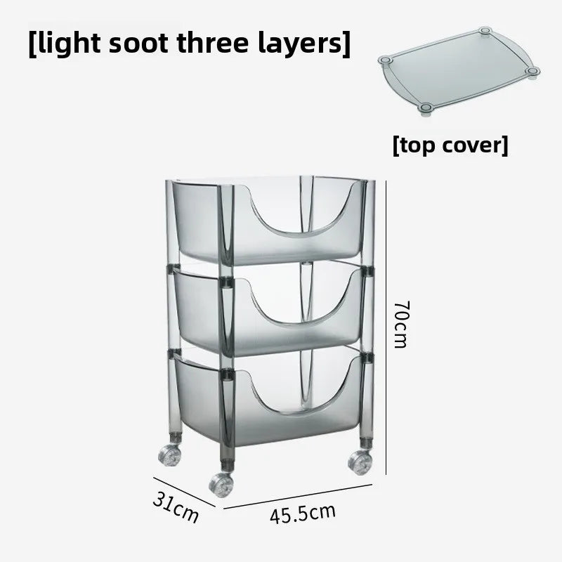 Creative acrylic multi-layer removable shelves ins bedroom kitchen trolley bathroom storage cabinet Oasis Select light soot 3 layers