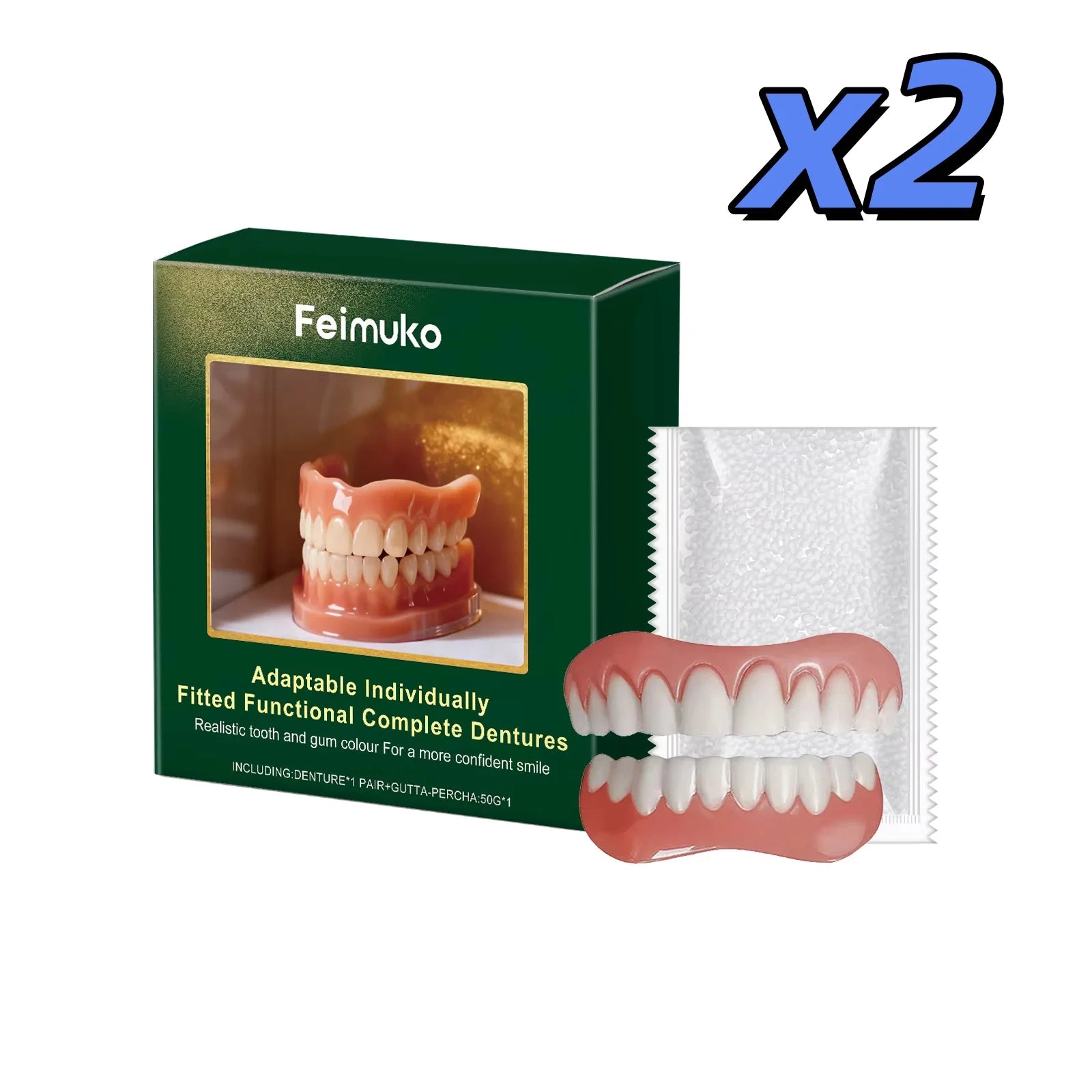 Silicone Denture Set Comfort Fit Upper Lower Temporary Orthodontic Fake Tooth Whitening Dental Simulation Braces Oral Hygiene Ca Oasis Select 2set boxed