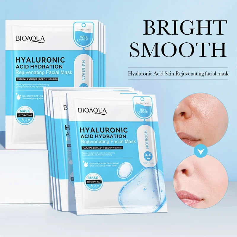 10pcs BIOAQUA Hyaluronic Acid Face Mask skincare Moisturizing Anti Acne Anti-wrinkle Facial Masks Face Sheet Mask Skin Care Oasis Select