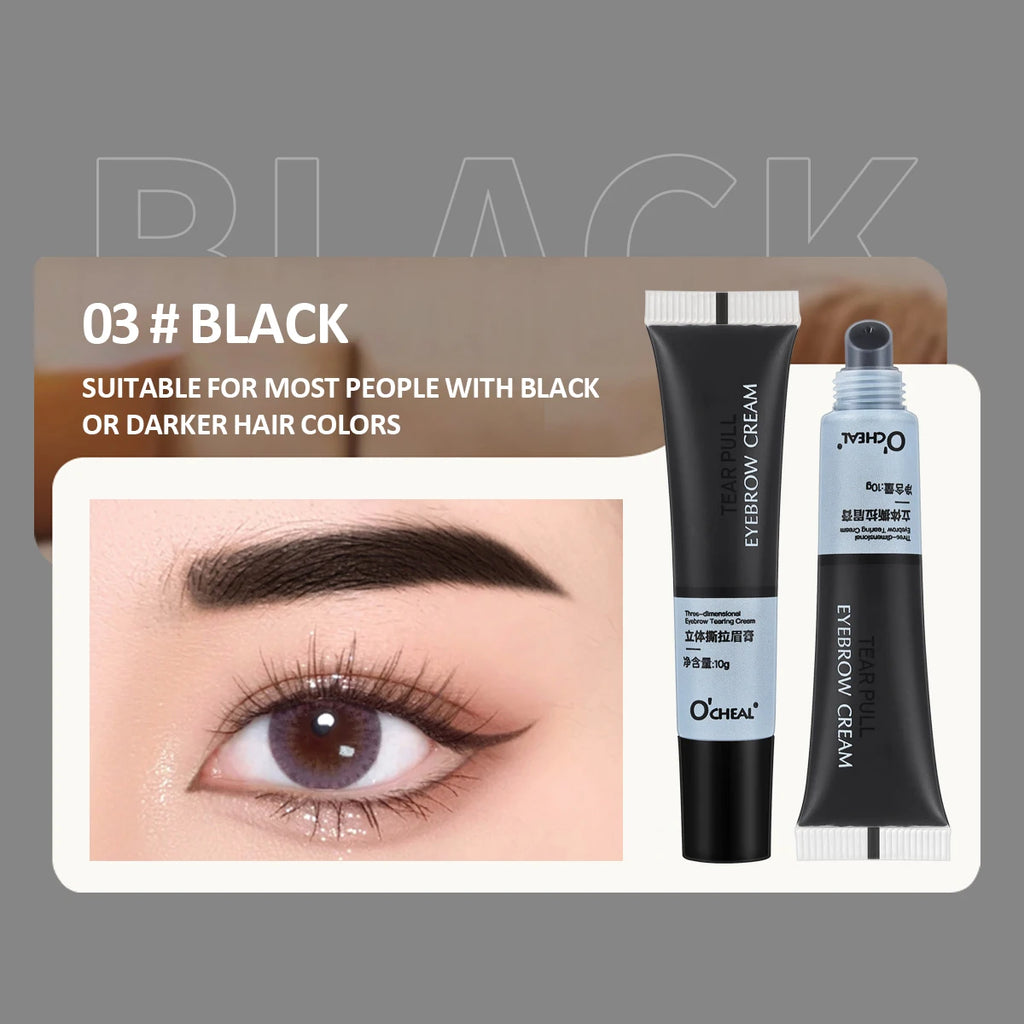 OCHEAL Eyebrow Gel Natural Tinting Tattoo Cream Coloring Waterproof Long Lasting Peel Off Eyebrow Glue Quick Dry Brow Makeup Oasis Select 03-Black