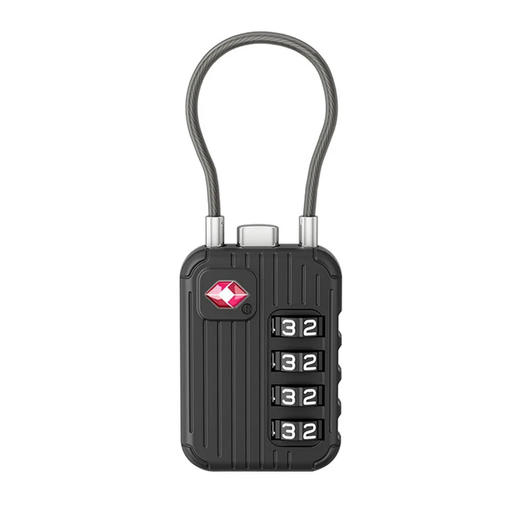 TSA 4 Digit Combination Lock Anti-theft Security Tool Customs Password Lock Zinc Alloy Suitcase Luggage Coded Lock for Travel Oasis Select Black