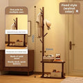 Multi-functional Bedside coat rack living room solid wood hanger double storage home floor hanger bedroom Oasis Select Walnut-C