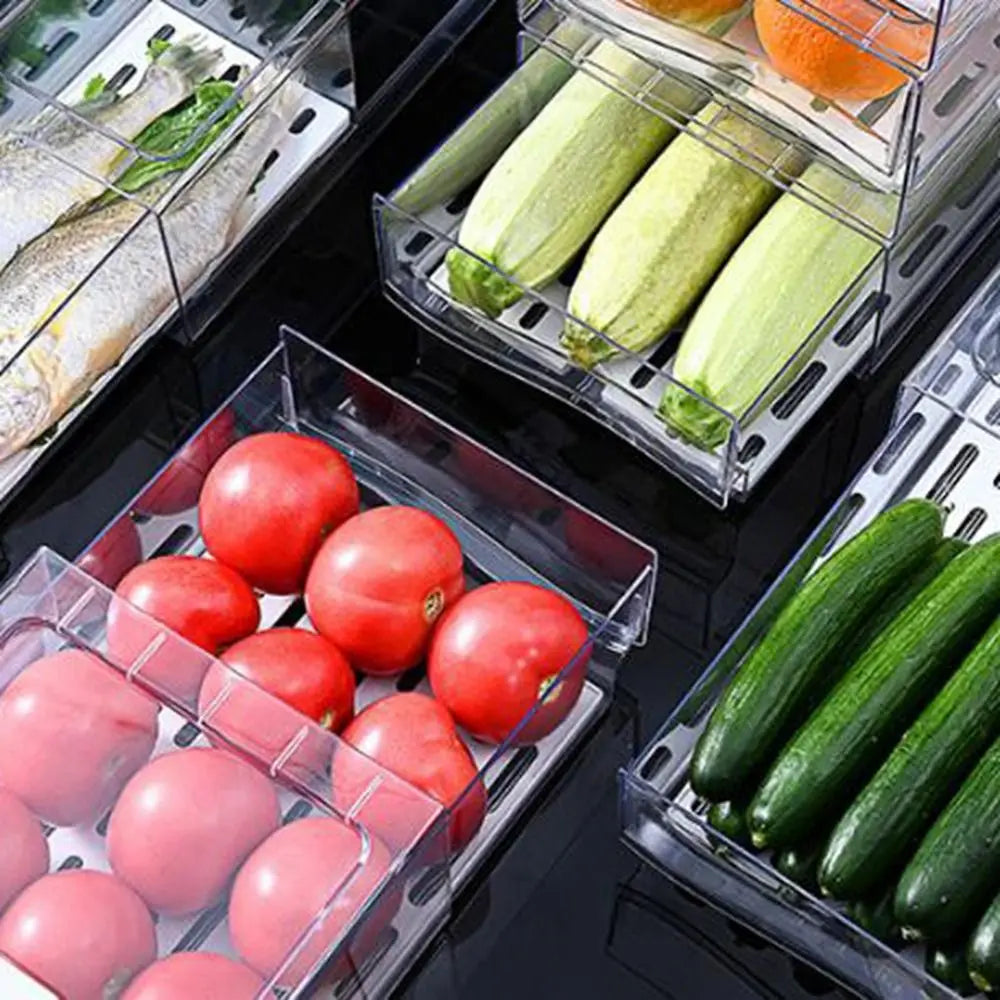Stackable Refrigerator Drawer Storage Box – Transparent Large