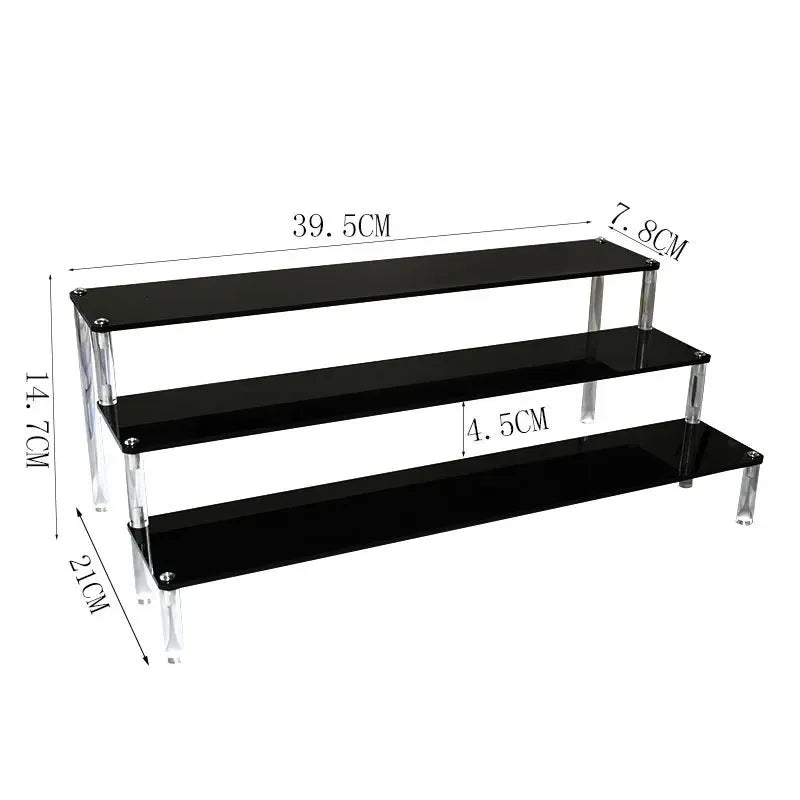 1–5 Tier Acrylic Display Stand | Riser Shelf Rack – Clear & Black
