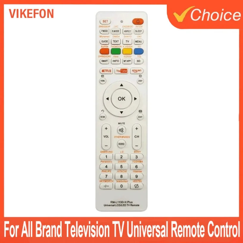 VIKEFON L1130 For All Brand Television TV Universal Replacement Remote Control RM L113 12 RM L1130 8 Smart Home Controle Tv Box Oasis Select