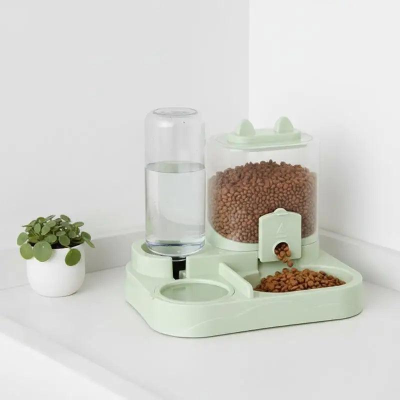 2-in-1 Large Pet Feeder Water Dispenser Dry Wet Separation Durable Plastic Transparent No Battery For Cats Dogs Travel Oasis Select