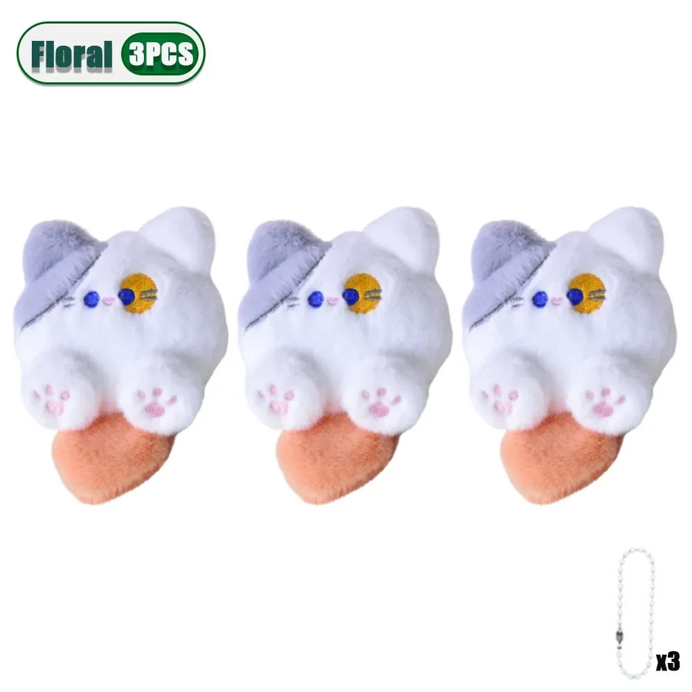 1-20PCS Cute Plush Long Tail Cat Pendant Cat Doll Doll School Bag Charm Key Charm Children's Birthday Gift Holiday Friend Gift Oasis Select Floral-3PCS
