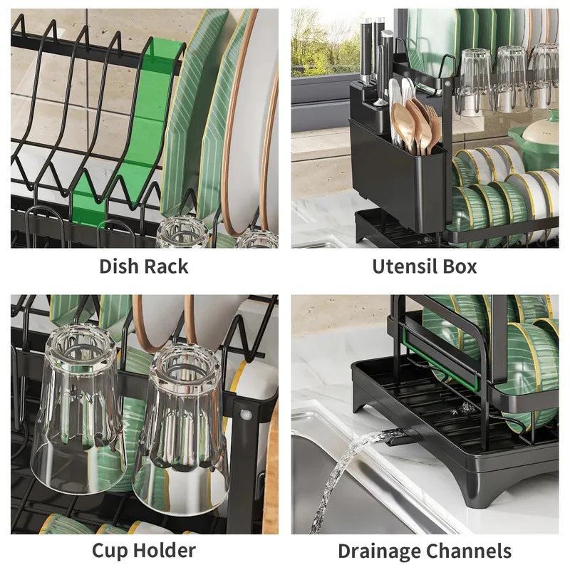 Stainless Steel Dish Rack | Hygienic & Residue-Free Drying | Premium Carbon Steel Construction | Space-Saving Kitchen Organizer Oasis Select