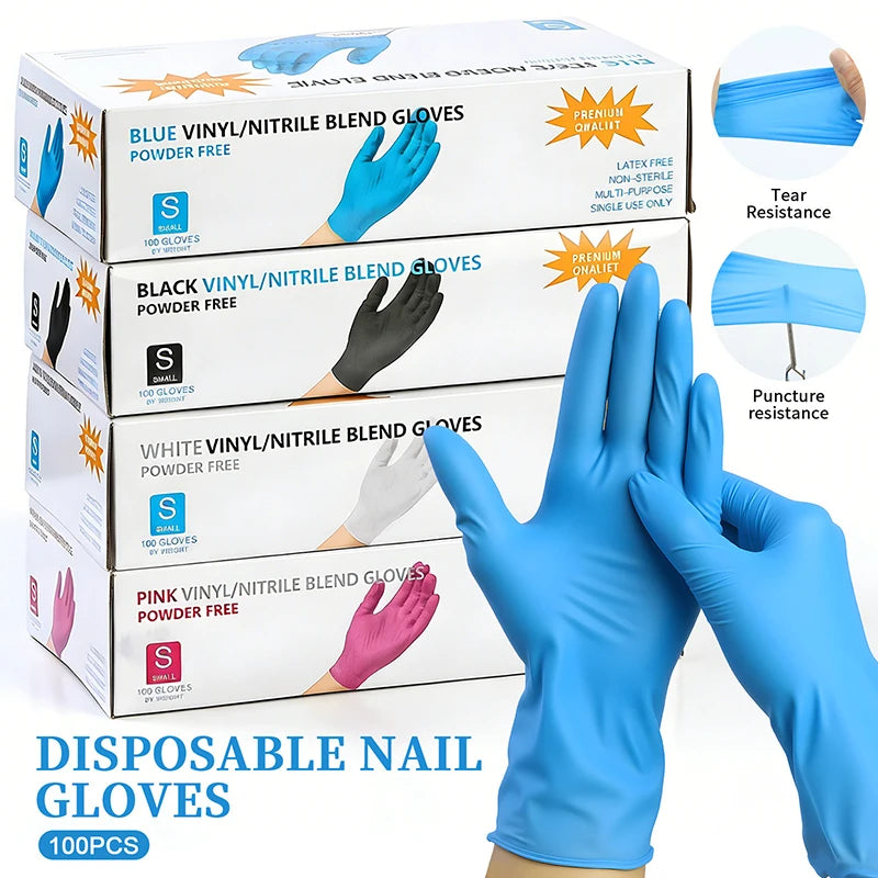 100PCS Disposable Nitrile Gloves Food Contact Thick Durable Suitable Strong Elasticity Gloves For Kitchen Garden Tattoo Beauty Oasis Select