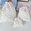 A large capacity vertical striped heart-shaped storage bag-a cute oval-shaped storage bag with sweet stripes,suitable for travel Oasis Select Ivory Red-S