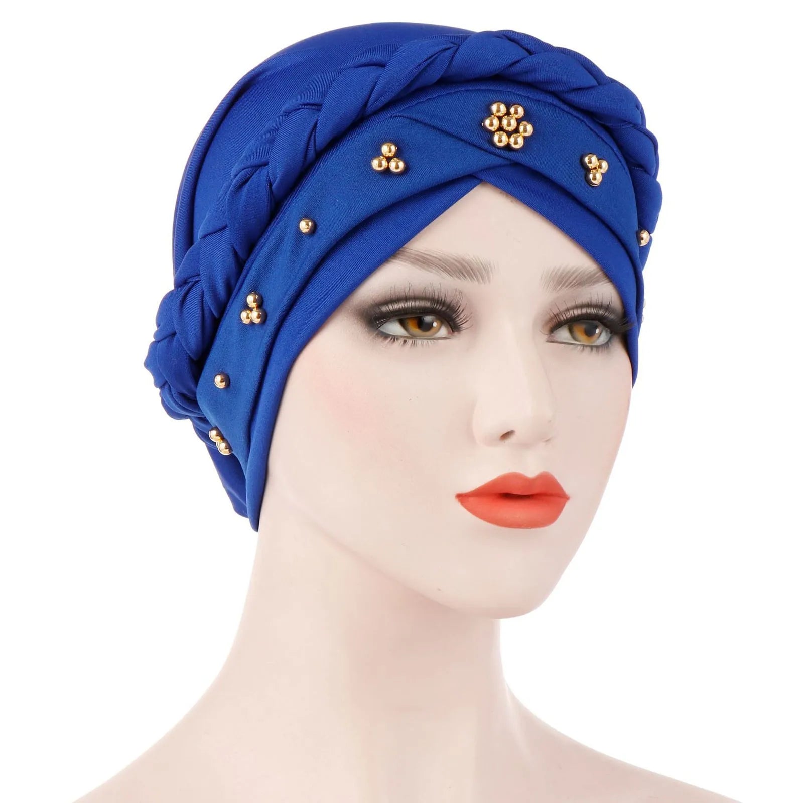 Muslim Women Inner Hijab Turban Bonnet Cap – Pearl Solid Hijab Turban Cap Oasis Select Royal Blue