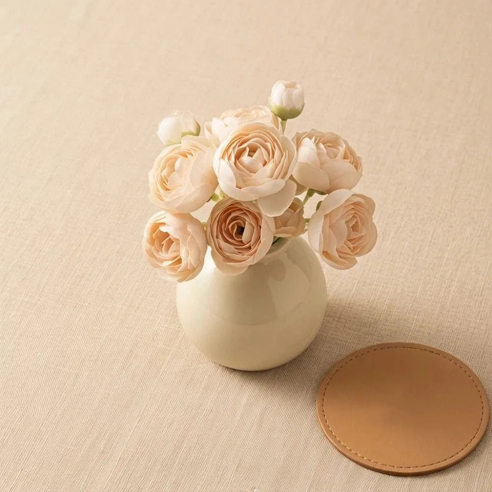 Minimalist Ceramic Vase & Artificial Rose Set | Home Decor