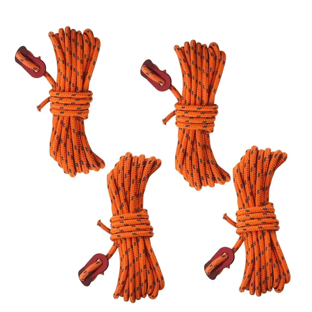 4-Pack 4mm x 4m Outdoor Camping Awning Guyline Ropes 9-Strand Windproof Tent Utility Cord for Clothesline & Gear Tie-Down Oasis Select 4pcs