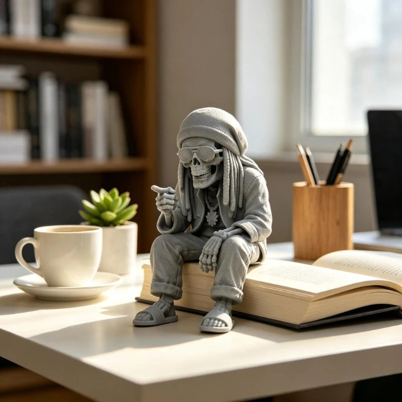 Reggae Dreadlocks Skeleton Figurine Skull Statue Cool Desktop Ornaments Decor for Reggae Hip-Hop Culture Enthusiasts Party Gifts Oasis Select