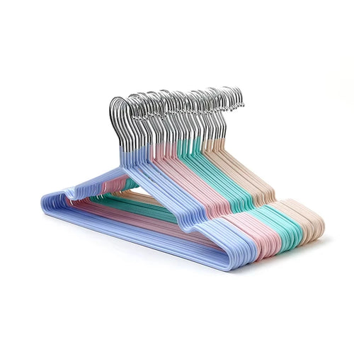10pcs- Metal Traceless No-slip Clothes Hangers, Durable Strong Clothes Racks, Household Space Saver For Organization Of Bedroom, Oasis Select