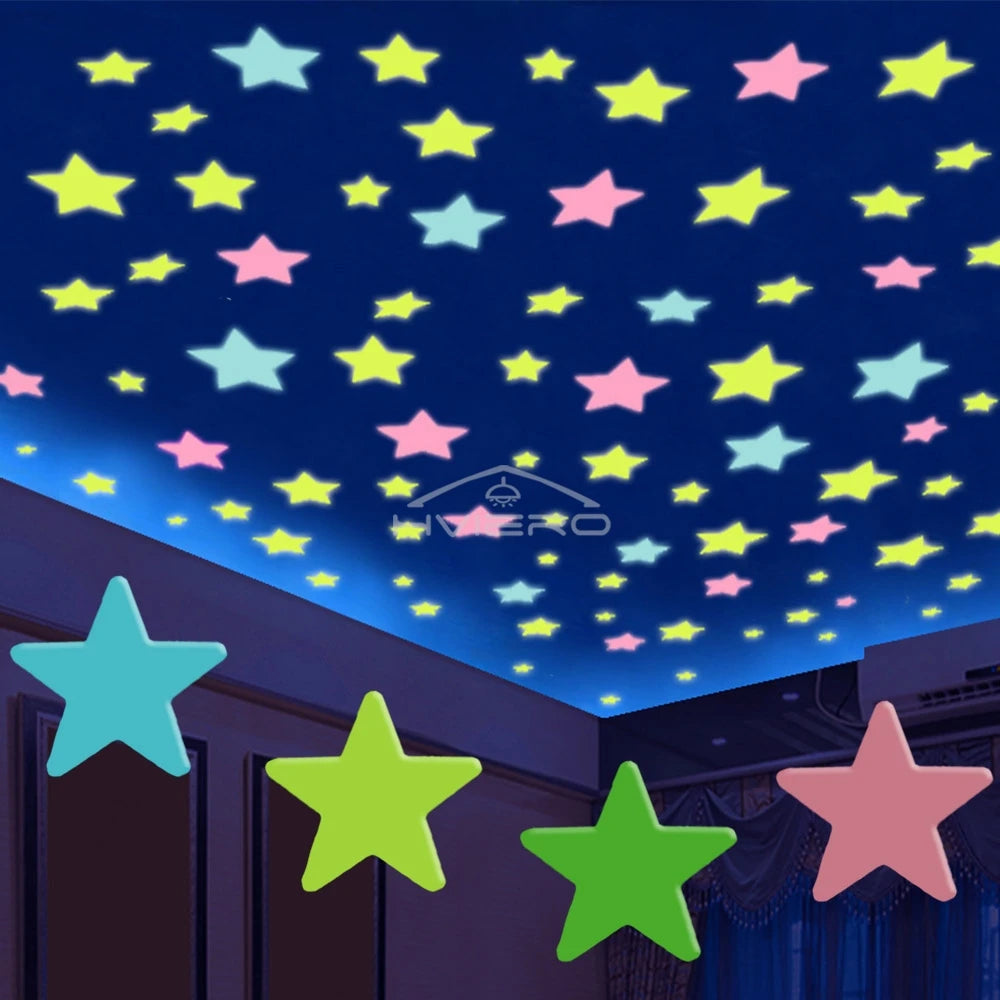 50 Pcs Glow in the Dark 3D Star Wall Stickers for Kids Rooms