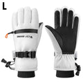 Winter ski gloves for men and women waterproof windproof warmth thickened anti-slip touch screen riding driving gloves Oasis Select White L