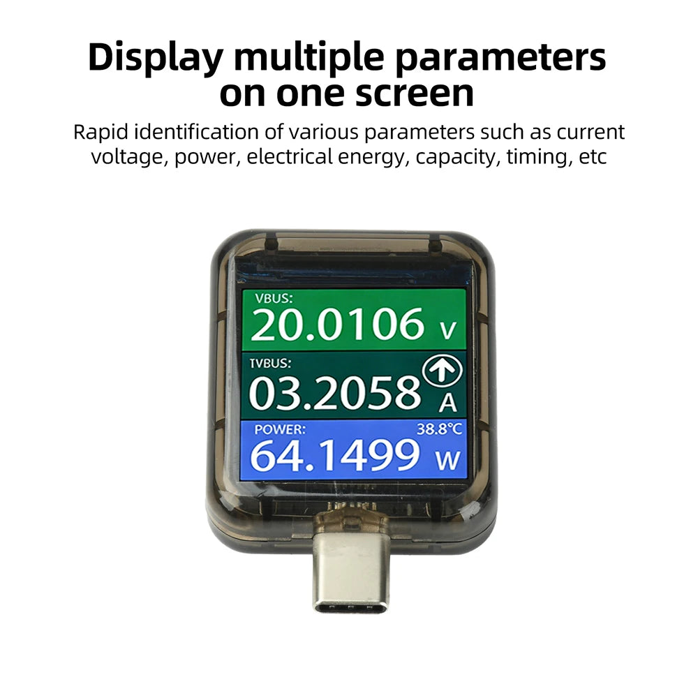 Type-C Power Meter Voltmeter Current Charging Power Detector DC4.5-48V 6A Battery Tester USB Fast Charge Detection Trigger Oasis Select