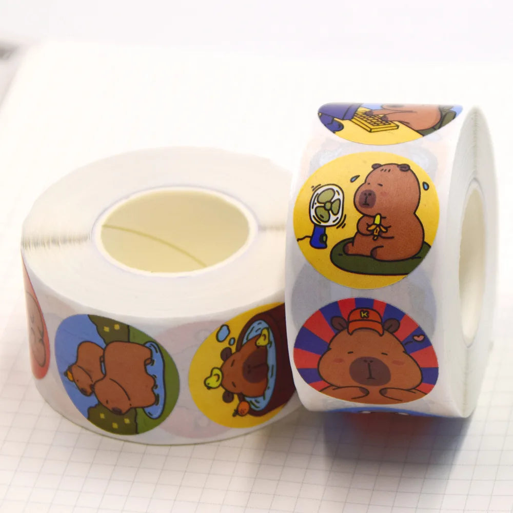 500pcs/roll Capybara Cartoon Cute Animals Sticker Suitable As Great Gift Oasis Select