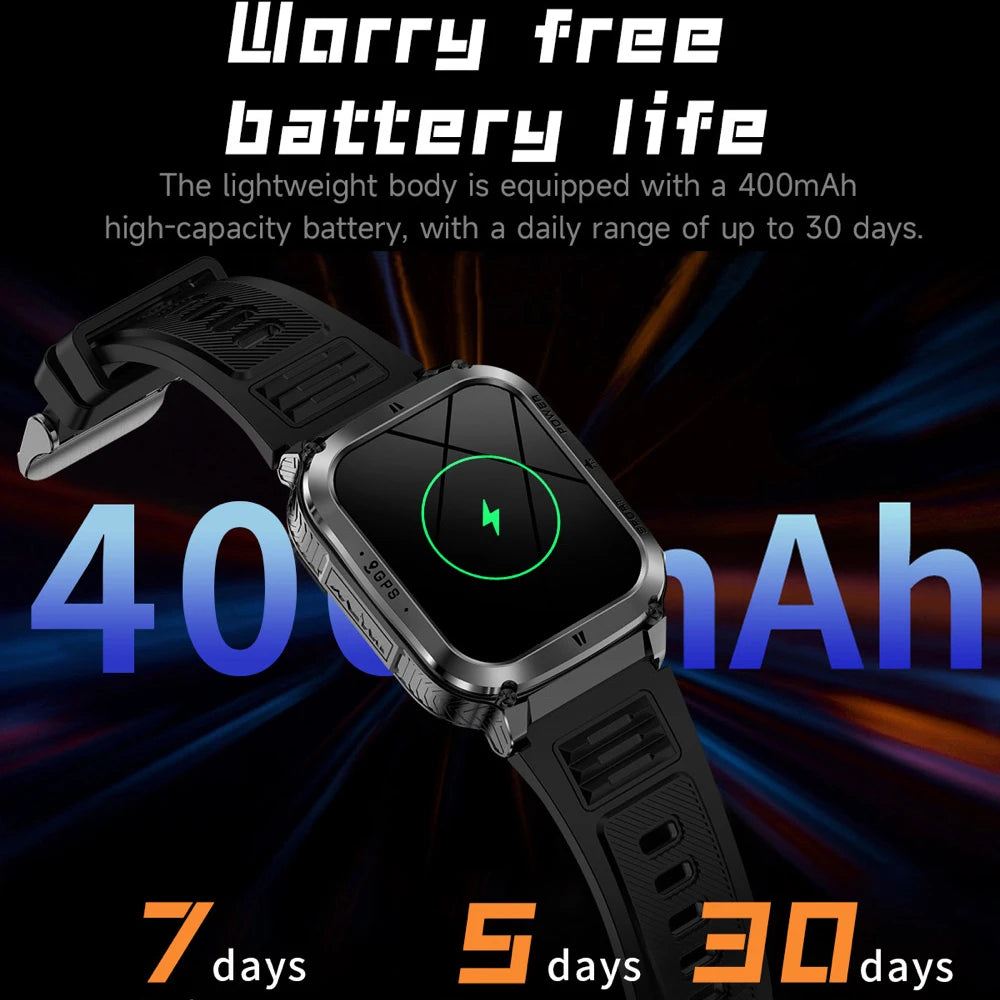 GPS Smartwatch Sports Fitness Outdoors Smart Watch 3ATM Waterproof 1.83" Music Blue Tooth Call LED Flashlight Heart Rate Health Oasis Select