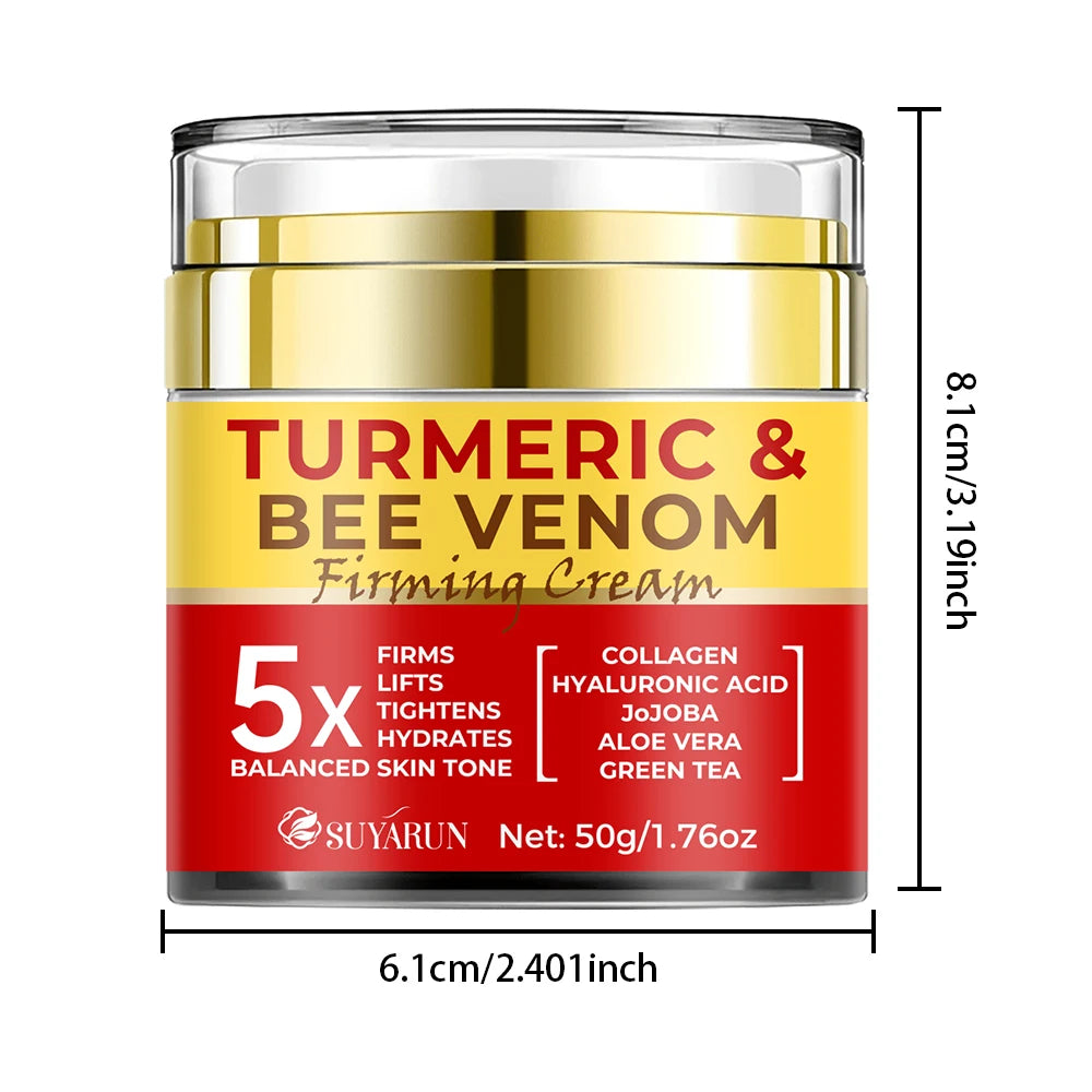 SUYARUN Turmeric & Bee Venom Firming Face Cream - Anti-Aging, Tightening, Moisturizing Skin Care. Day & Night Use Oasis Select