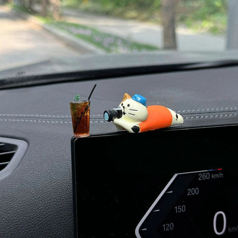 Cute Car Interior Decoration Ornaments Mini Cat Action Figure Auto Dashboard Rearview Mirror Decoration Car Accessories Oasis Select