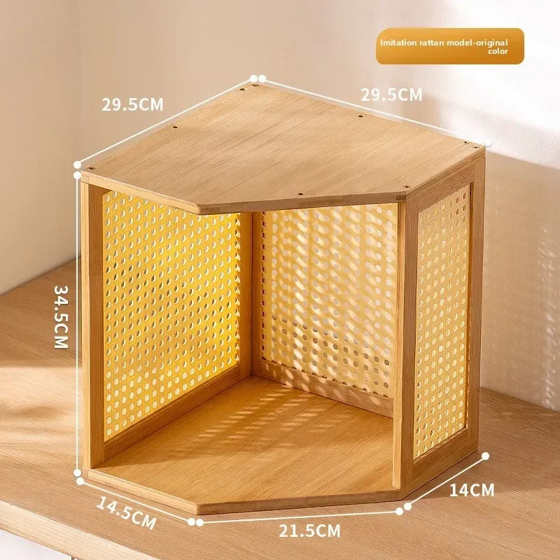 Multi-functional Combinable solid wood bookshelf storage cabinet bookshelf shelf simple locker children's picture book rack Oasis Select Reticulated-original
