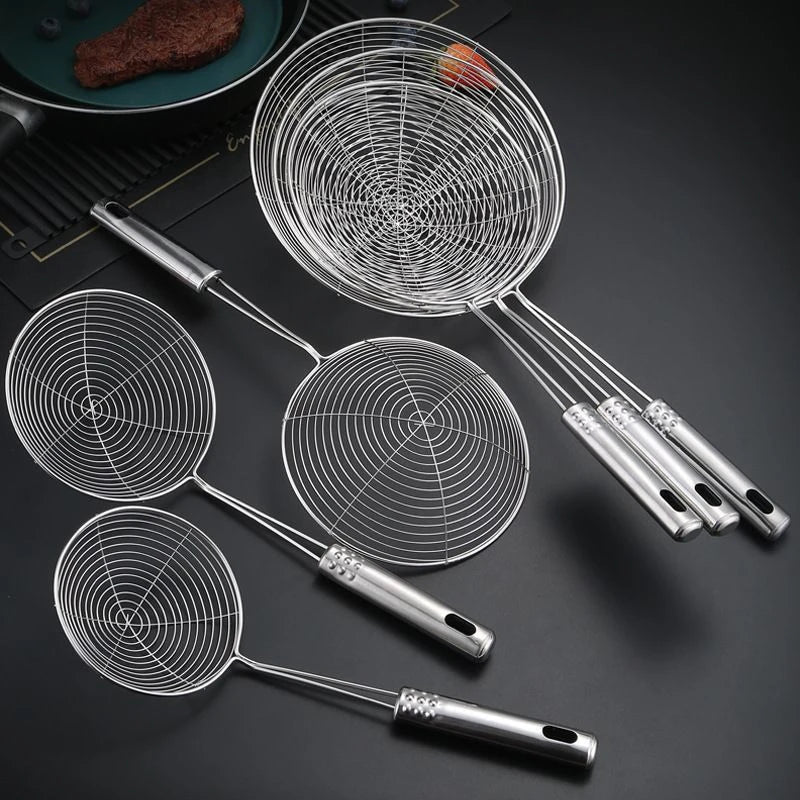 Stainless Steel Skimmer Ladle Strainer Spoon, Solid Kitchen Tool for Deep Frying French Fries, Fish, Hot Pot, Pasta & Noodles Oasis Select