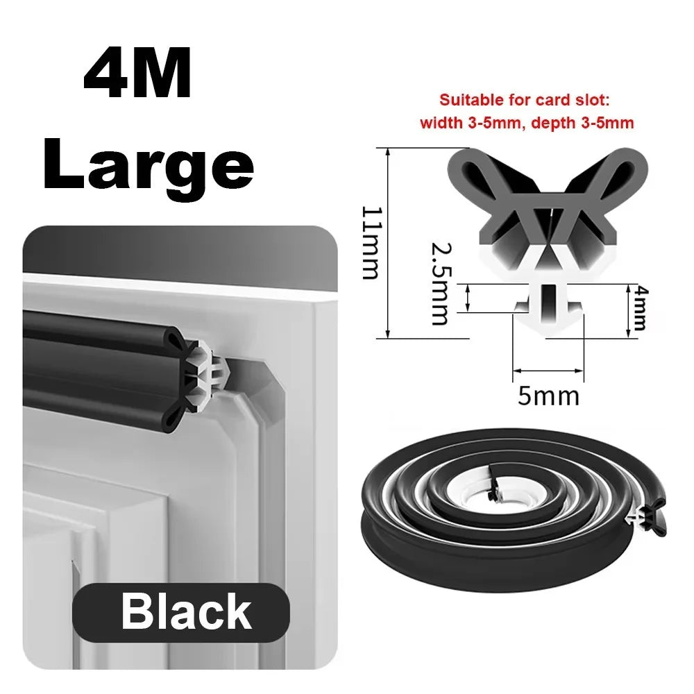 New 4M Window Seal Strip Self-adhesive TPE Weather Strip Flexible Bilateral Insulation Strip Window Insulation Oasis Select Large Black