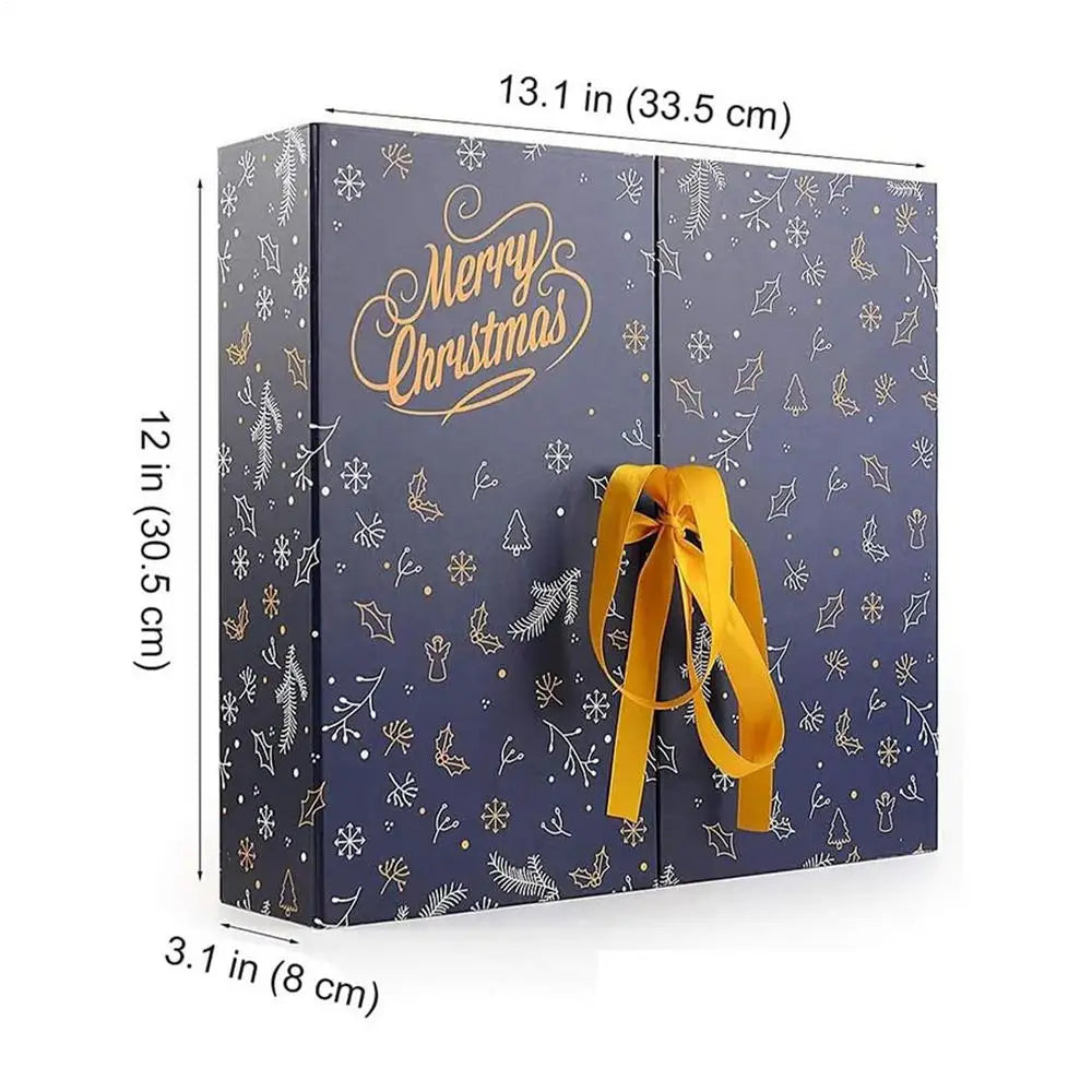 Empty Countdown Calendar Refillable Advent 24 Days Christmas Boxes Foldable Home Decor for Candy Classroom Table Fireplace Oasis Select Blue 33.5x30.5x8cm
