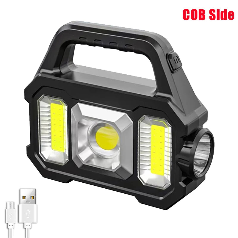 Solar Rechargeable Flashlight Zoomable Waterproof COB LED Torch Brightly Light Portable Powerful Lantern for Camping Oasis Select S157-B-1