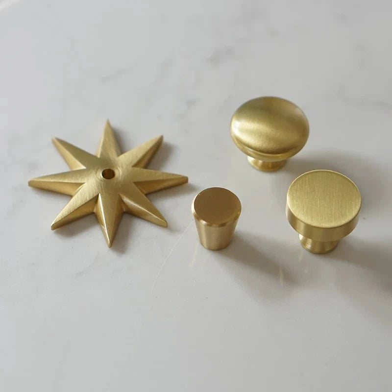 Brass Furniture Golden Polka Dot Door Solid Pure Copper Light Luxury French Wardrobe Door Copper Drawer Cabinet Handle Oasis Select