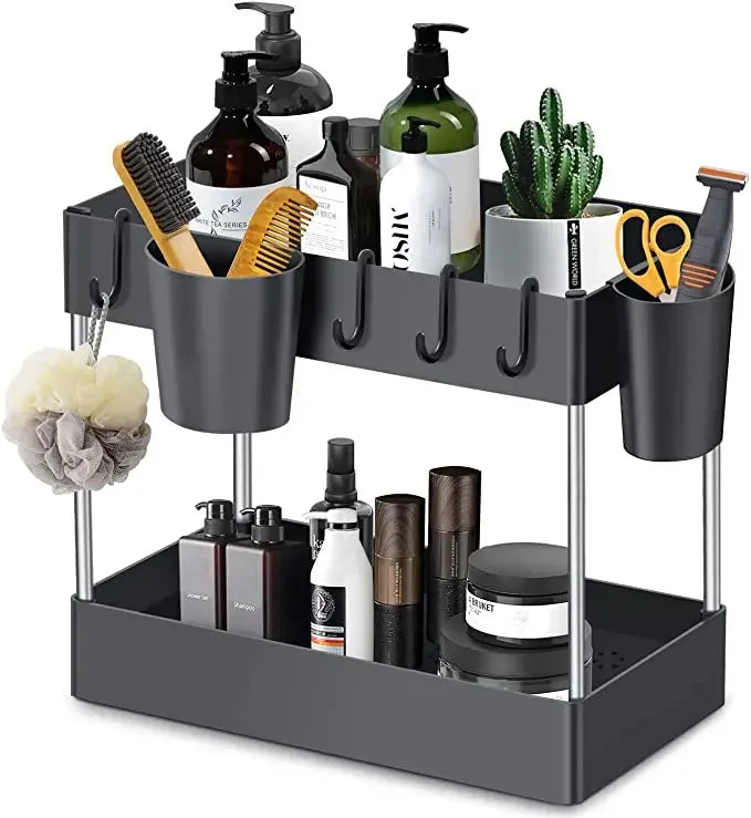 2 Tier Under Sink Organizer For Bathroom Kitchen Storage Sliding Drawer Pull Out Under Sink Cabinet Organizers Kitchen Organizer Oasis Select B-2 Tier-2 basket