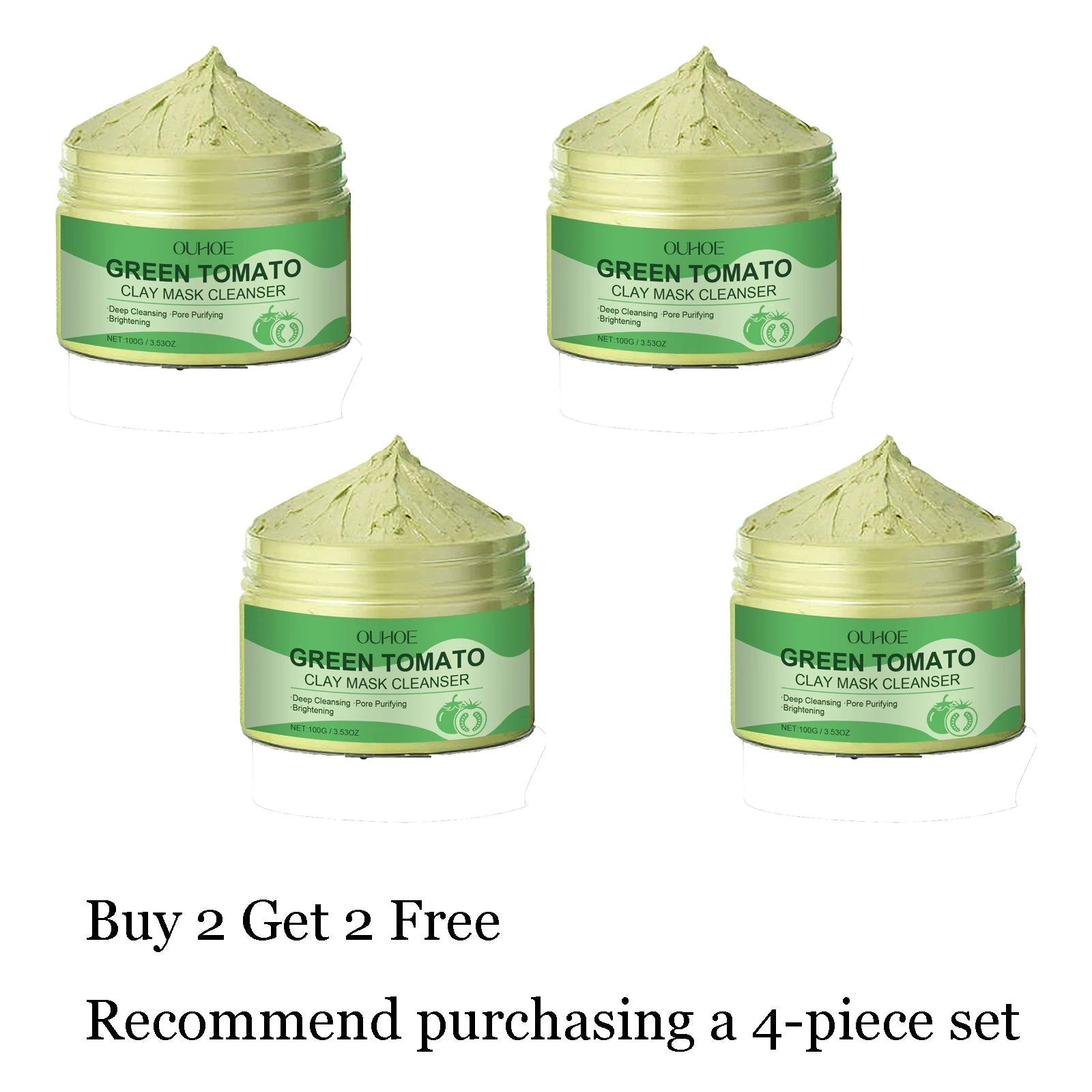 100G Green Tomato Face Clay Mask Gentle Cleaning Pore Dirts Moisturizing No Tight Enhance Skin Elasticity Smoothing Clay Mask Oasis Select buy 2 free 2 United States