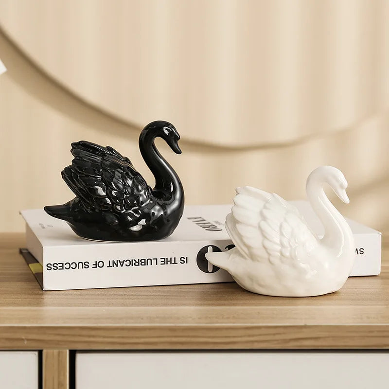 1pcs Black and White Swan Ornament Light Luxury Opening Housewarming Gift Home Decoration Nordic Gift Oasis Select