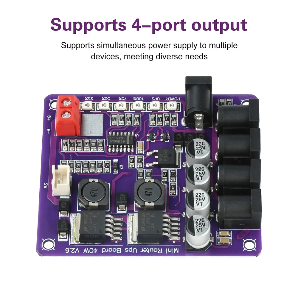 Mini Router Uninterruptible Power Supply Board 40W 12.6V Battery Charging Board 3S Lithium Battery Input 5V/9V/12V Output Oasis Select