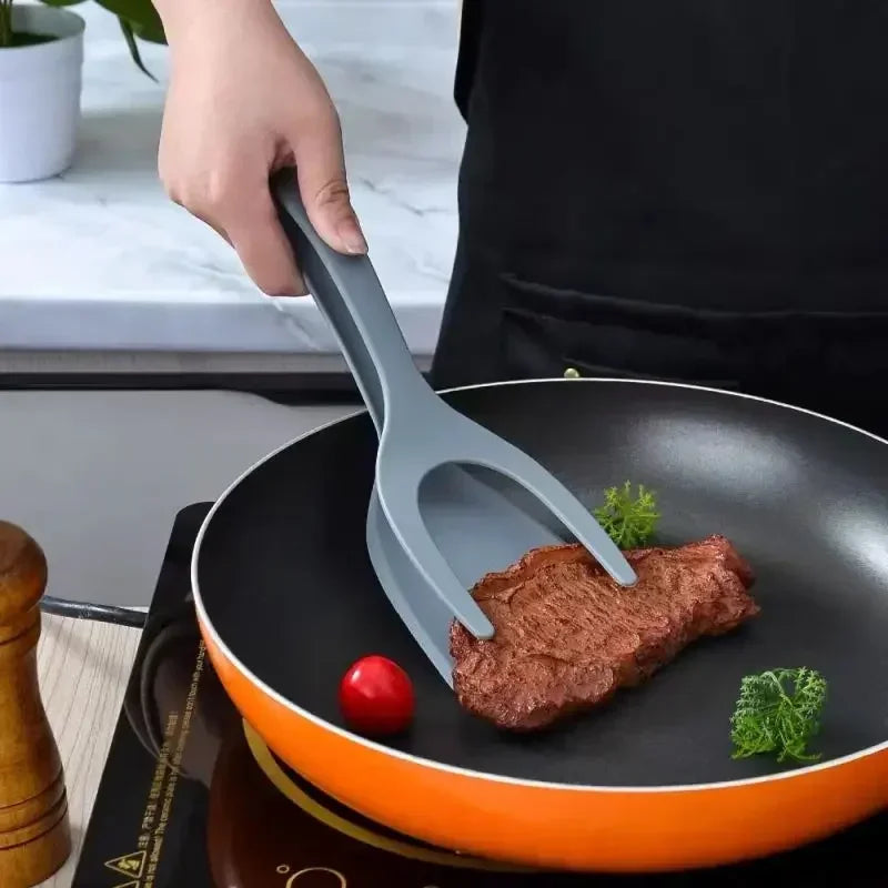 2 in 1 Shovel Clip Silicone Grip Flip Tongs Egg Steak Spatula Tongs Clamp Pancake Fried Turners Cooking Tool Kitchen Accessories Oasis Select