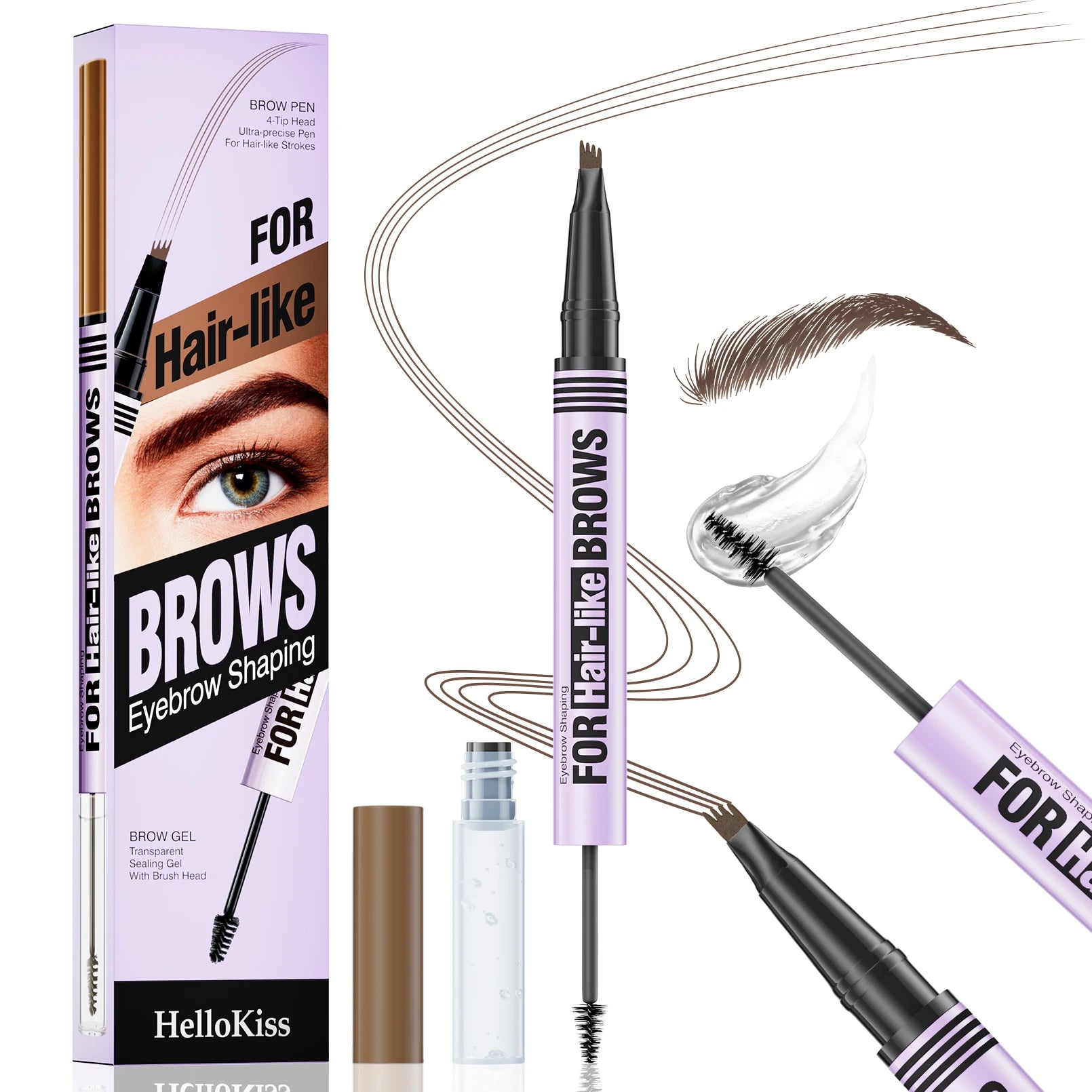 Hello Kiss Double-Ended Waterproof Eyebrow Pencil | Long-Lasting
