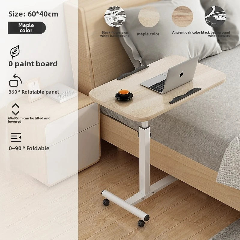 Multi-functional Household Goods Bed Desk Bedroom Mobile Table Foldable Rotating Lifting Bedside Table Oasis Select Maple