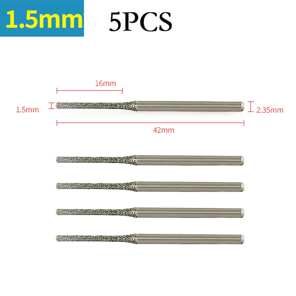 Drilling Jewelry Drilling Glass Diamond Coated Drill Bits Jewelry Drill Bits 1.0mm Head Diameter 1.2mm Head Diameter Oasis Select 5PCS 1.5mm