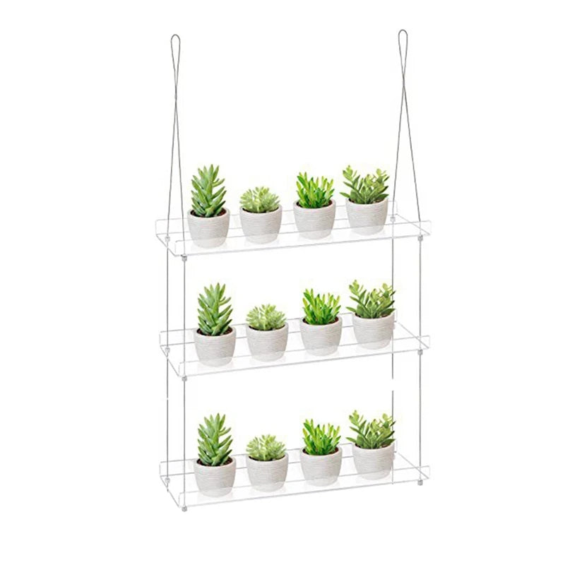 WISH 3-Tier Window Plant Shelves 16 Inch, Acrylic Adjustable Hanging Floating Shelf, Window Sill Extender For Indoor Plants Oasis Select Transparent