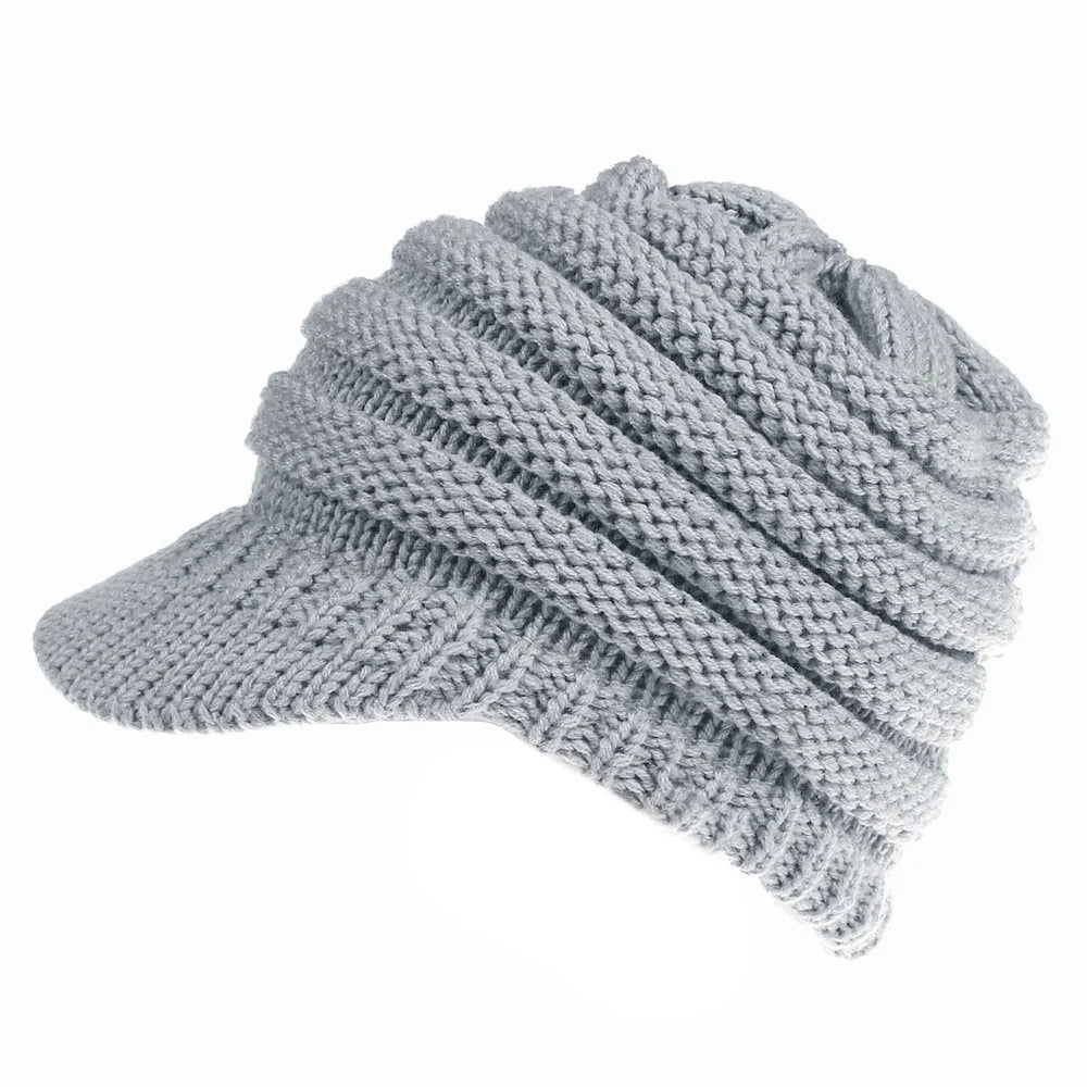 Classic European and American Knitted Hat Warm Knitted Hat Women's Empty Top Knitted Ponytail Hat Duck Tongue Winter Warmth Oasis Select 3