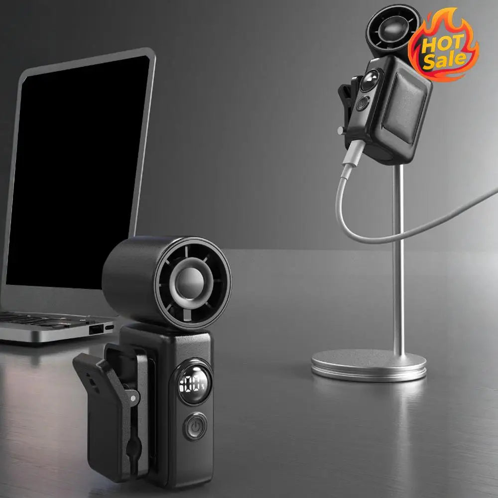 Type-C ABS Clip Cooler Fan with Handheld & LED Display Clamp Cooler Rotatable Fan 2400mAh for Shirt & Waist Travel Accessories Oasis Select