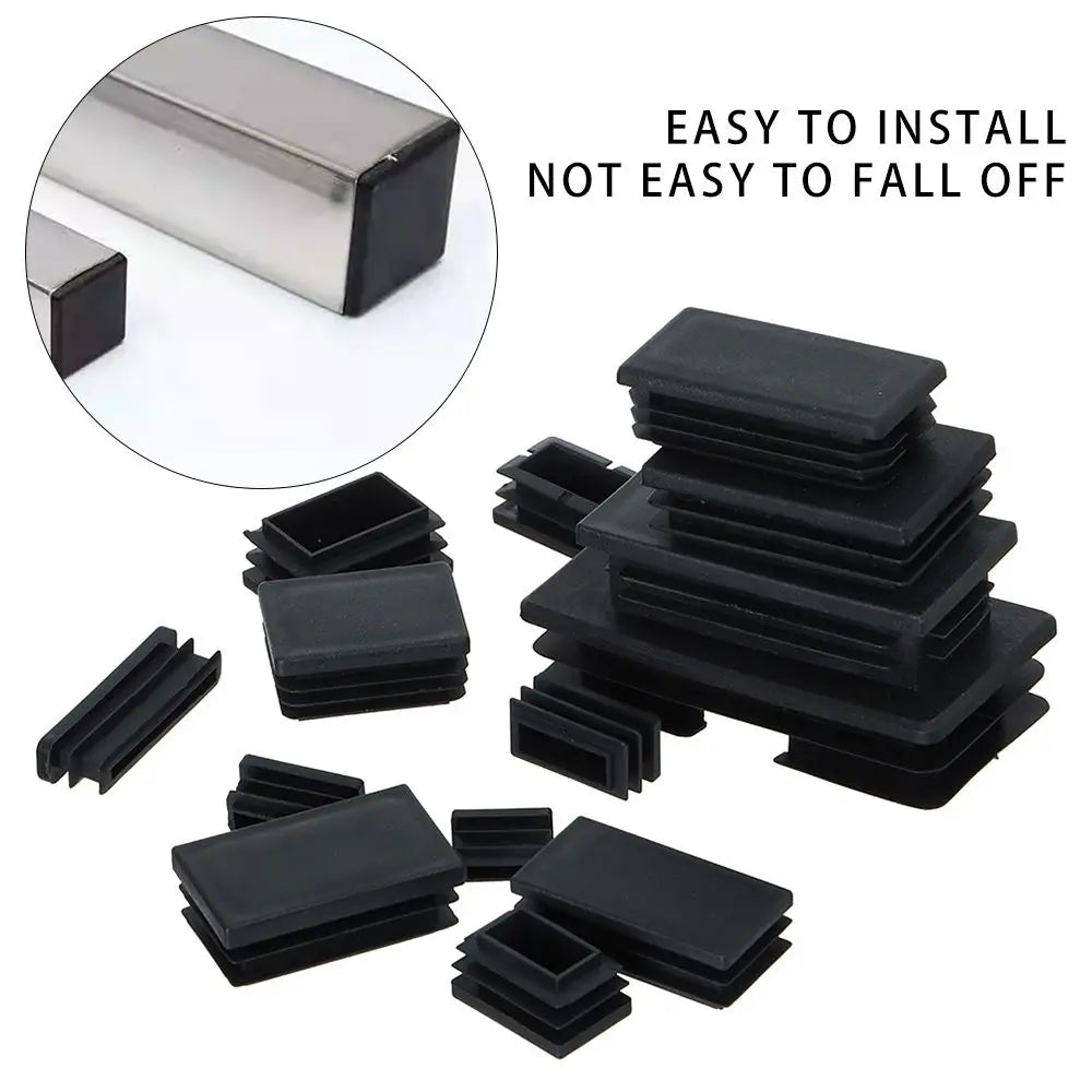 10Pcs Plastic Black Chair Feet Tube Cap Furniture Non-slip Foot Protective Pad Steel Rectangular Tube Plug Dust-Proof Foot Cover Oasis Select