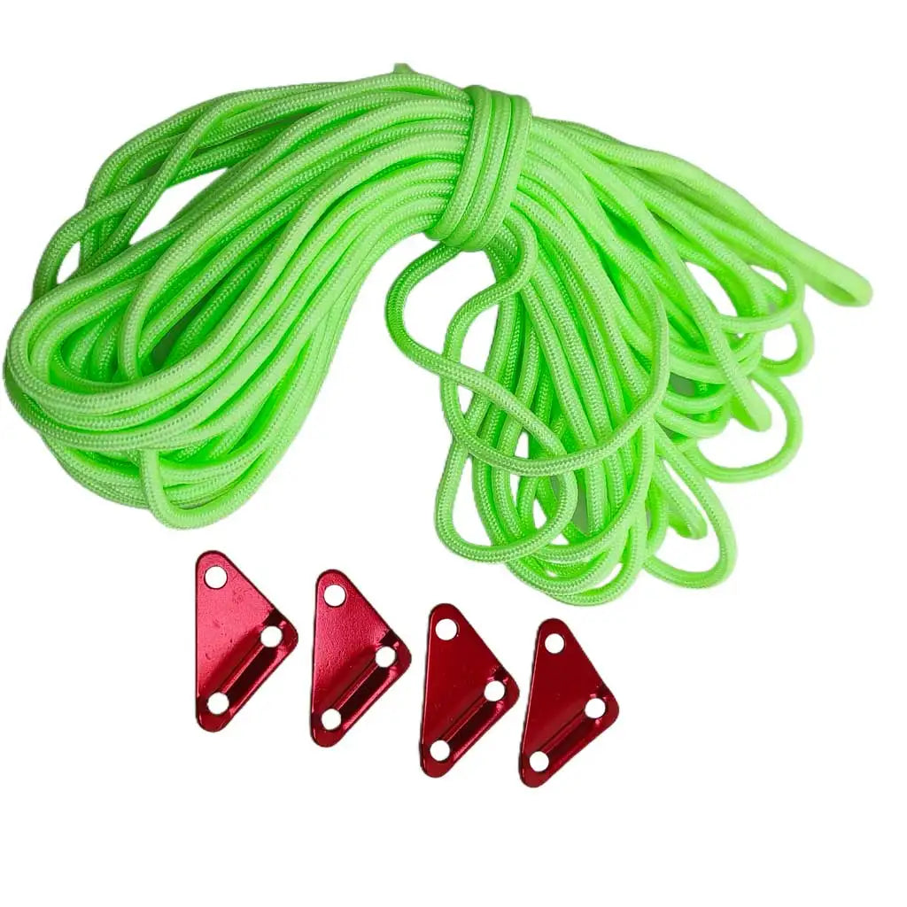 Camping 8meters 4mm Glow in The Dark Guyline Paracord Reflective Tent Awning Guy Line Rope With 4pcs AluminumTriangle Tensioners Oasis Select