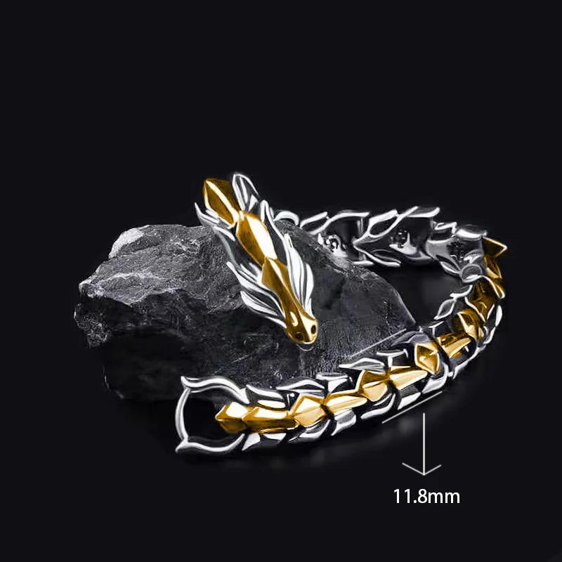 Retro Dragon Head Men's Bracelet | Punk Dragon Scale Alloy