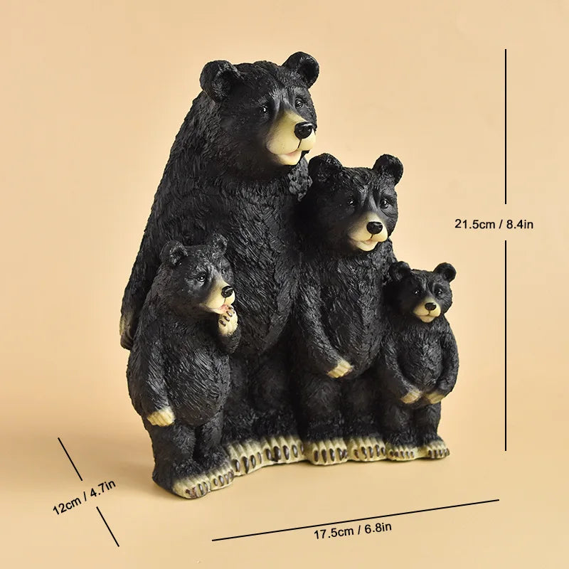 Black Bear Display Home Living Room TV Cabinet Porch Decoration Home Decor Desk Accessories Oasis Select A family of four