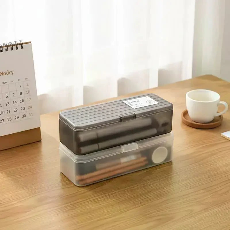 Multi-functional Plastic Storage Box Large-capacity Transparent Pen Box Stackable Pencil Case Gift Oasis Select