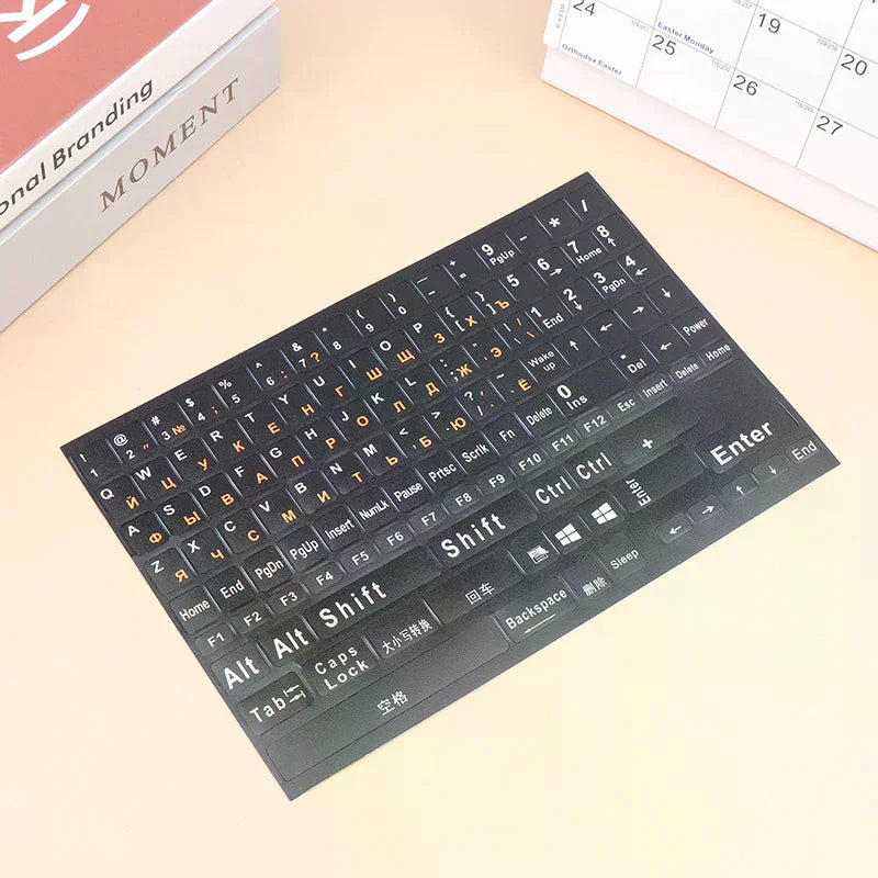 1Pc Full Size Russian Keyboard Stickers Letter Alphabet Layout Sticker Key Stickers For Laptop Desktop PC Keyboard Cover Oasis Select