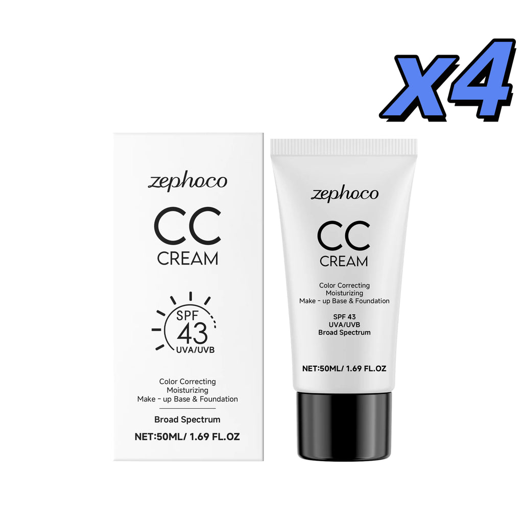 CC Cream Hydrating Foundation Liquid Spf43 Even Skin Tone Brightening Lightweight Moisturizer Long-Lasting Natural Finish Makeup Oasis Select 50ml X 4pcs